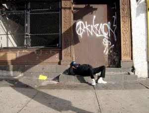 A Man Sleeping on a Stoop, North Philadelphia, PA