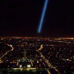 Light Beam Shine Atop Eiffel Tower, Paris