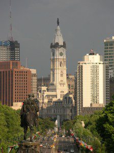 Philadelphia City Hall viewed from Ben Franklin Parkway, Center City Philadelphia, PA
