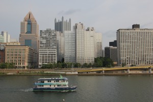 Downtown Pittsburgh with Boat